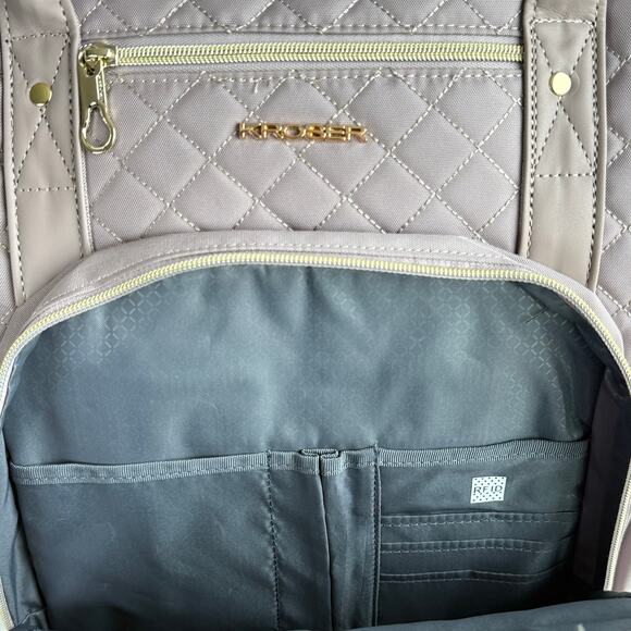 KROSER 17” Quilted Laptop Backpack NWOT Beige RFID USB Work Travel Bag main image 9